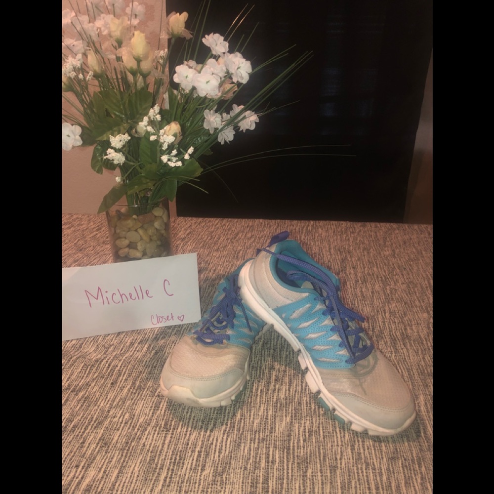 Reebok blue and gray athletic shoes! Size 7 1/2